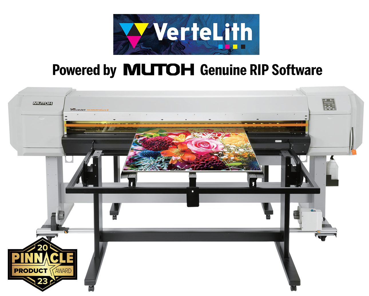 mutoh 1638UH verteflith uv printer with colorful printed design