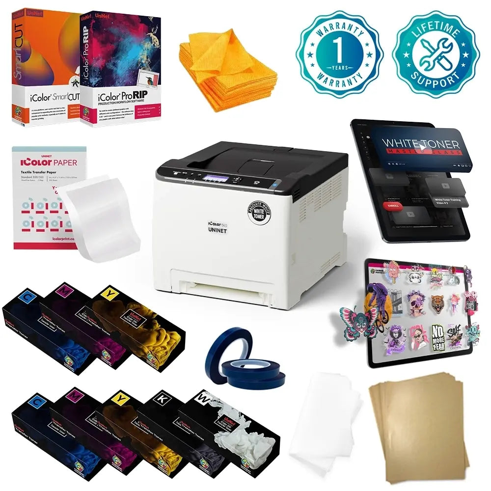 Uninet iColor® 560 White Toner Transfer Printer Starter Package w/ ProRip and SmartCUT