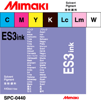 Mimaki, ES3 ink, Cyan, Magenta, Yellow, Black, Light Cyan, Light Magenta, 440ml, Ink Cartridge, Label