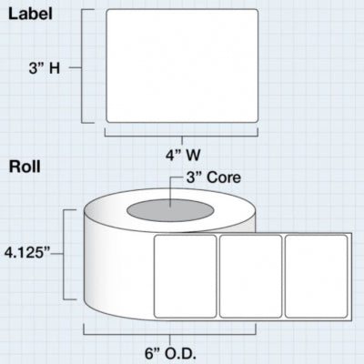4" x 3" Die Cut Matte BOPP for iColor 200 / 250 (500 labels per roll)