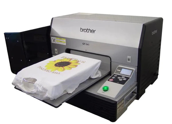 GT-541 garment printer with a finished shirt 