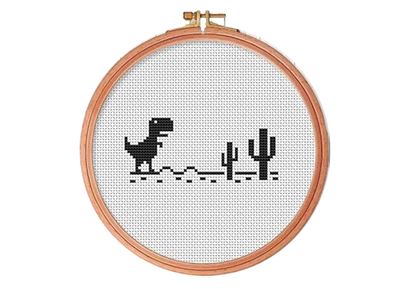 Embroidery hoop with dinosaur 