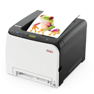 sublimation printer with frog graphic being printed