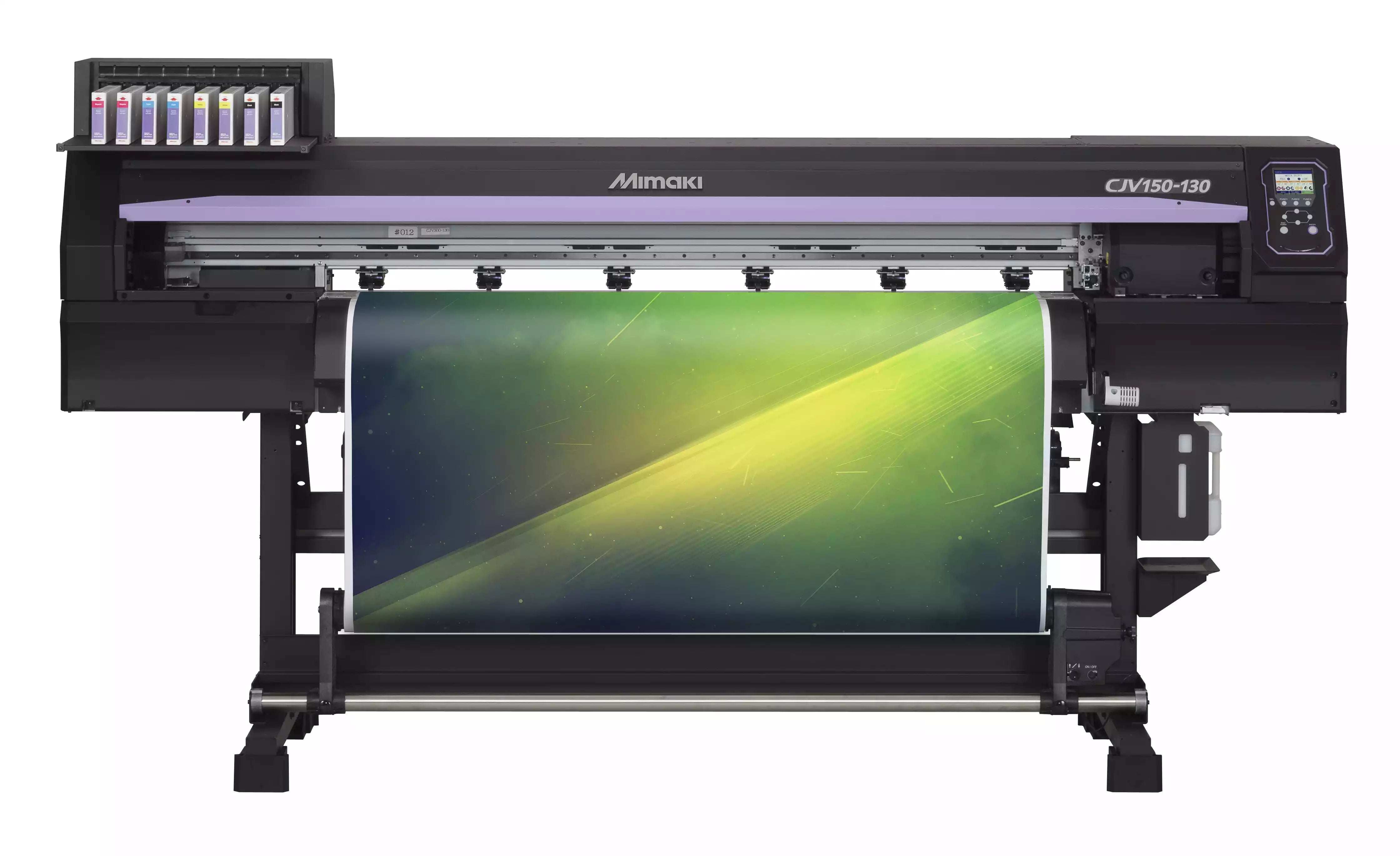 Mimaki CJV150-130 printer forward facing with printed color example