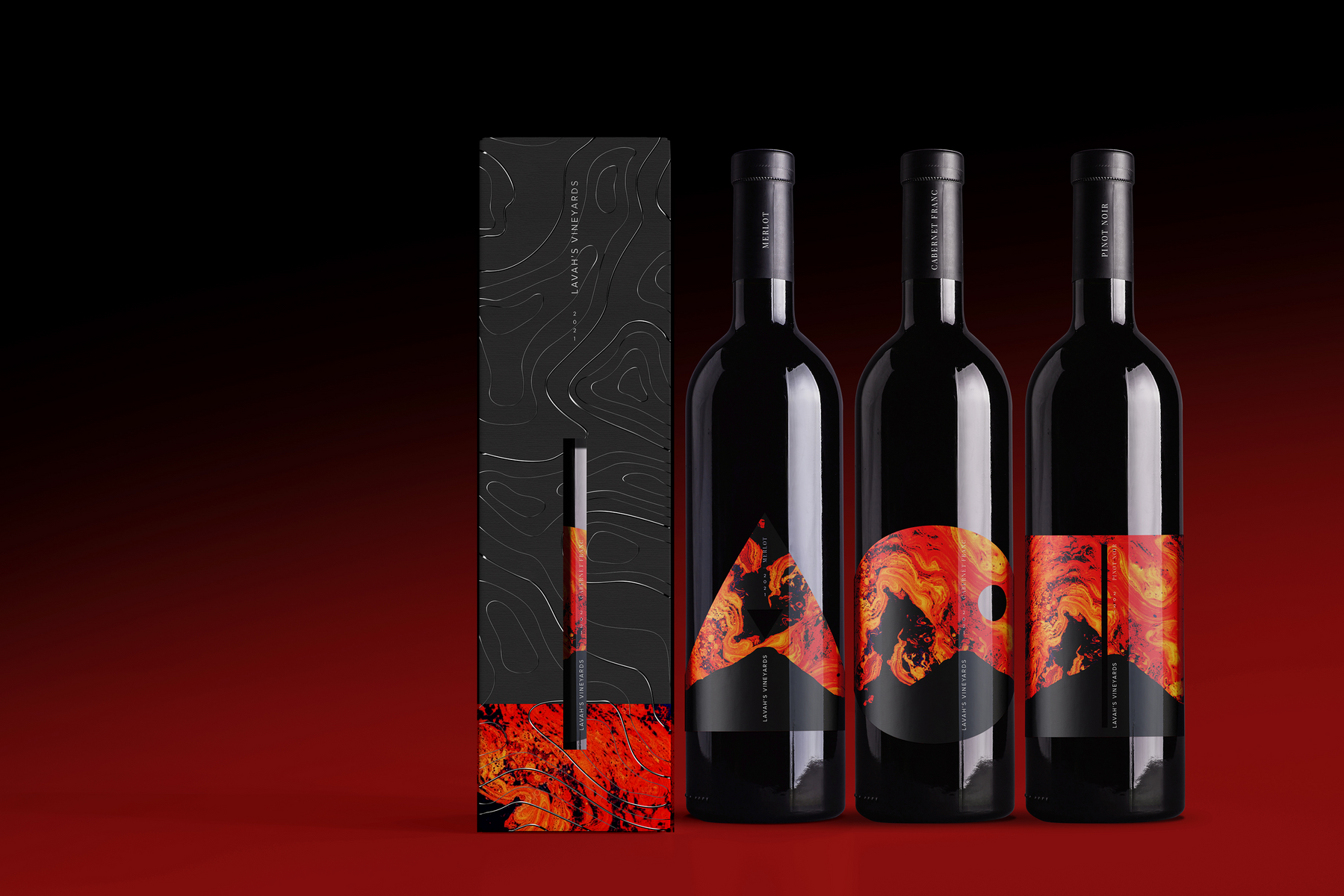 Wine bottles with prints applied to them