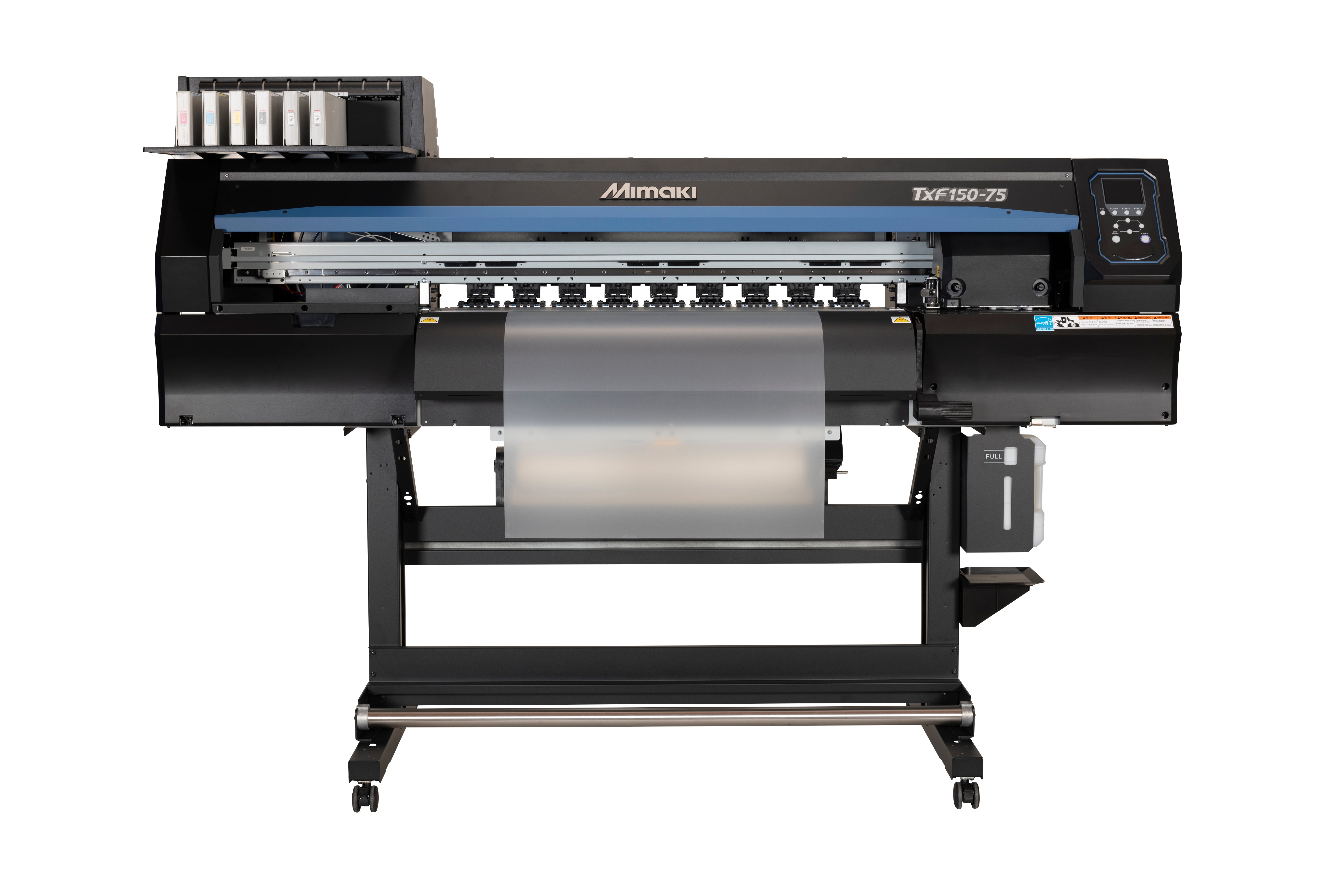 Mimaki TxF 150-75 front of printer with media being printed on