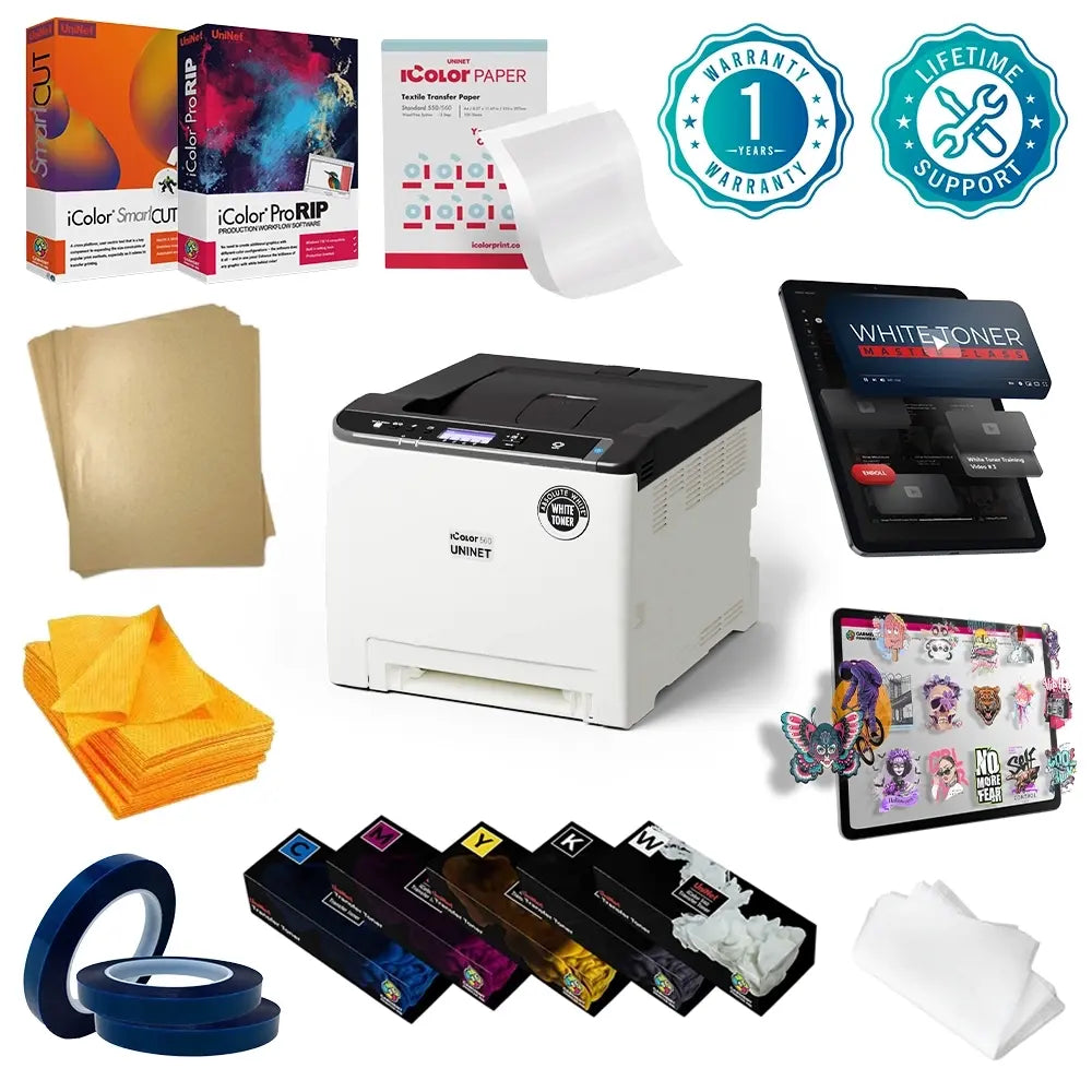 Uninet iColor® 560 White Toner Transfer Printer Starter Package w/ ProRip and SmartCUT-3