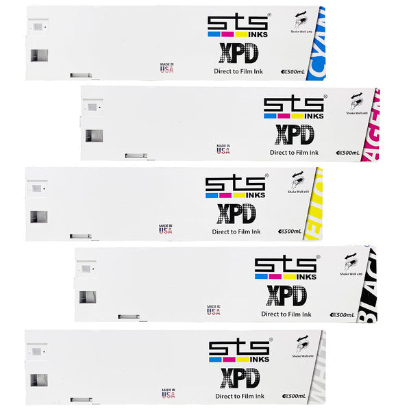 XPD DTF 728 Ink Cyan, magenta, yellow, black, and white