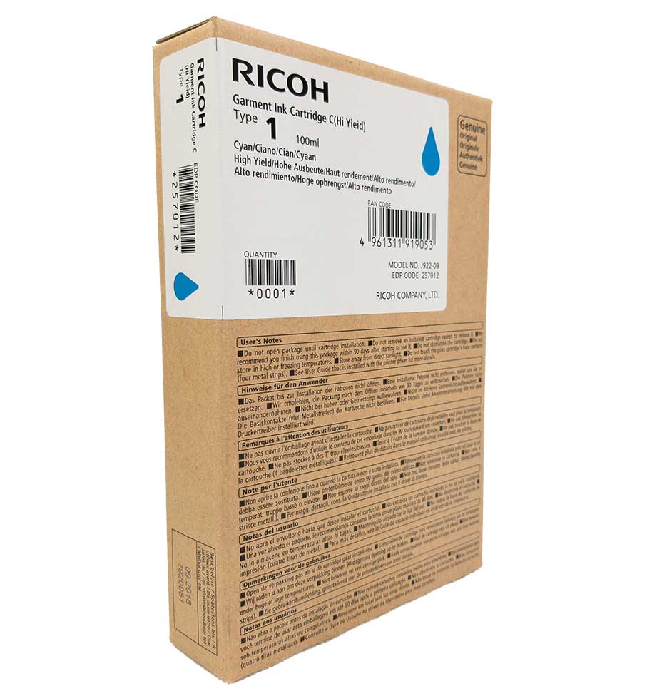 Ricoh Ri 100 Garment Ink Cartridges - 0